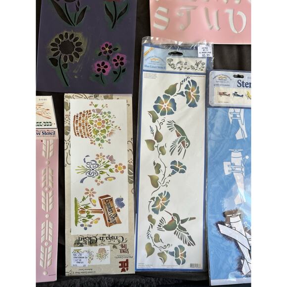 10 STENCILS Variety Birds Fish Sorts Airplanes Letters Hearts New & Used Lot 10 - Picture 6 of 8